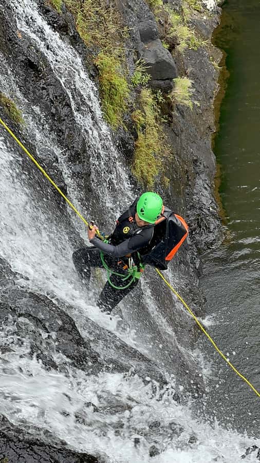 Abseiling/Canyoning - Getting fitted with ropes, harnesses, and water gear