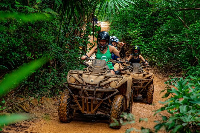 Adrenaline Adventure, Zip Line, ATV and Cenote Maya - Driving a Can-Am Outlander through the jungle