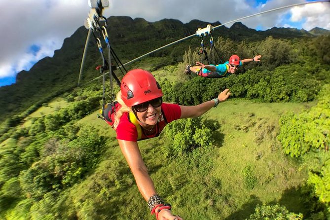 AdrenaLine Zipline Tour with WaterZip by Outfitters Kauai - The first 800 feet gets you ready