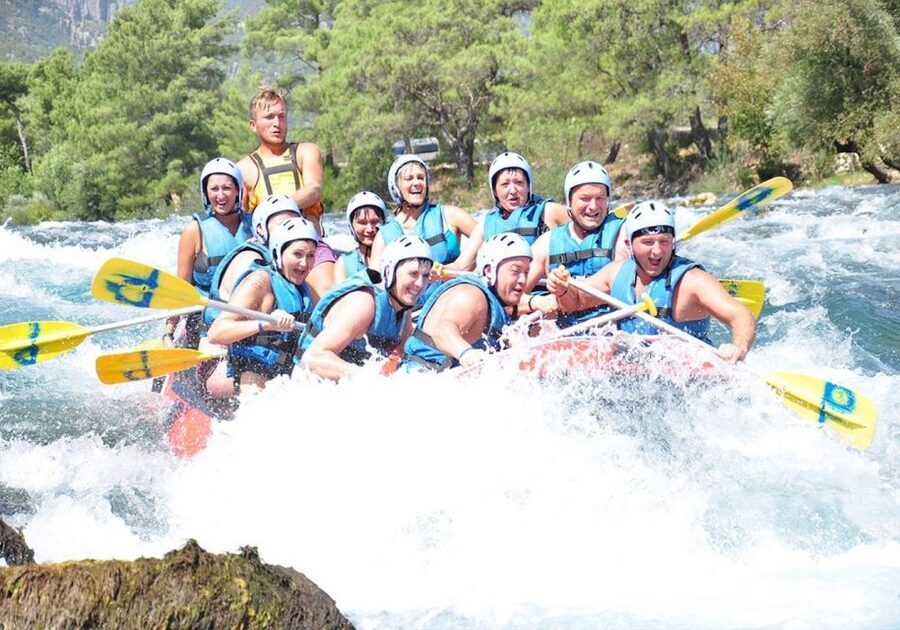 Alanya/City of Side: Canyoning, Rafting and Ziplining Tour - Rafting covers 14 kilometers, with lunch halfway