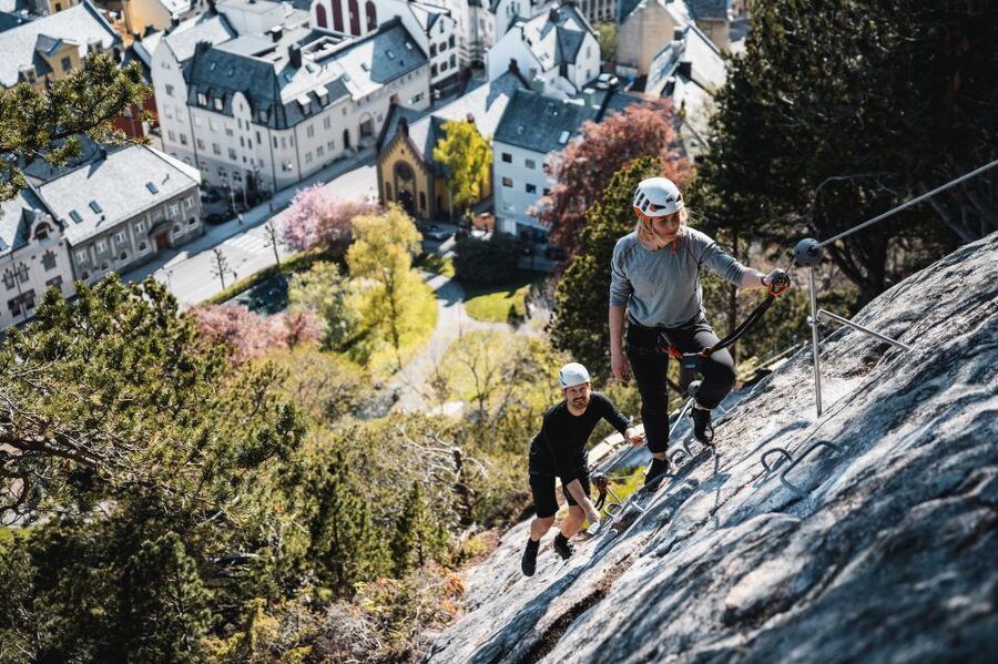 Ålesund: Via Ferrata tour - The first half is steep, but fixed holds keep it manageable