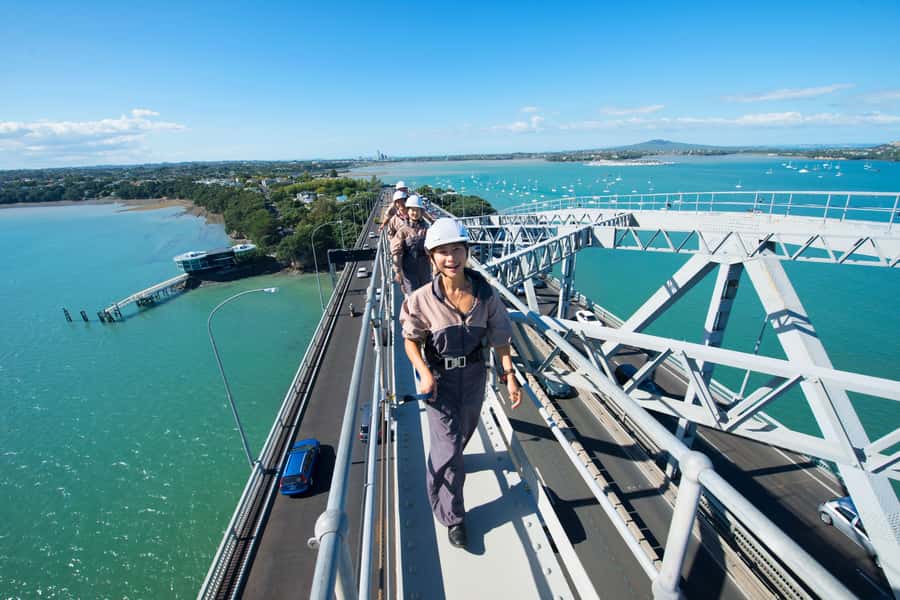 Auckland Harbour Bridge Climb & Bungy Combo - Reaching the 40-metre bungy pod