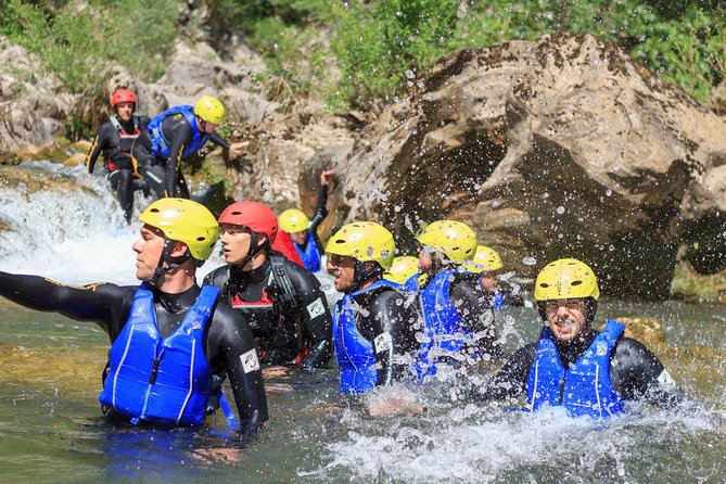 Basic Canyoning on Cetina River from Split or Zadvarje - Getting ready with a wetsuit, helmet, and life jacket