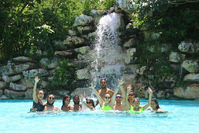 Buggy Ride, Cenote and Waterfall Pool at Bavaro Adventure Park - Blue Lagoon, a built swimming area with cold water