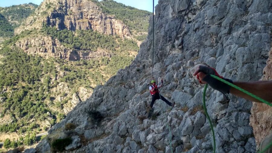 Caminito del Rey: Vía Ferrata Rappeling & Zip-Lining - Crossing the Tibetan and monkey bridges