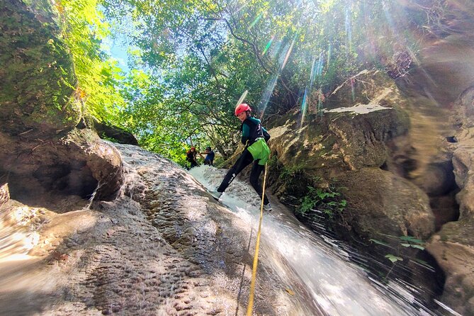 Canyoning and Zipline in Polylimnio Waterfalls - Rappelling the biggest waterfall