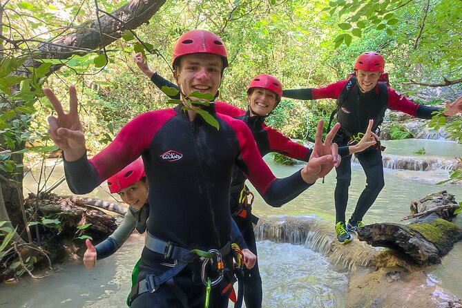 Canyoning and Zipline in Polylimnio Waterfalls - The 30-meter zipline over the lake