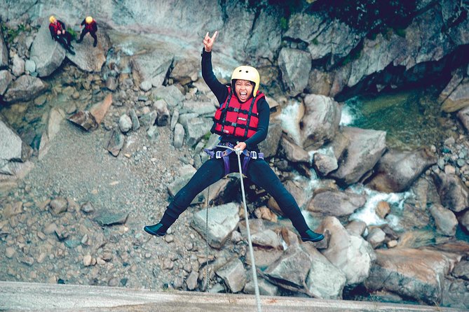 Canyoning Experience Grimsel from Interlaken - The 50-meter rappel into the canyon