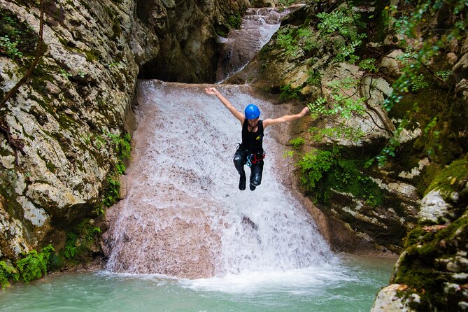 Canyoning Experience in Neda for Beginners - The 25-meter waterfall rappel