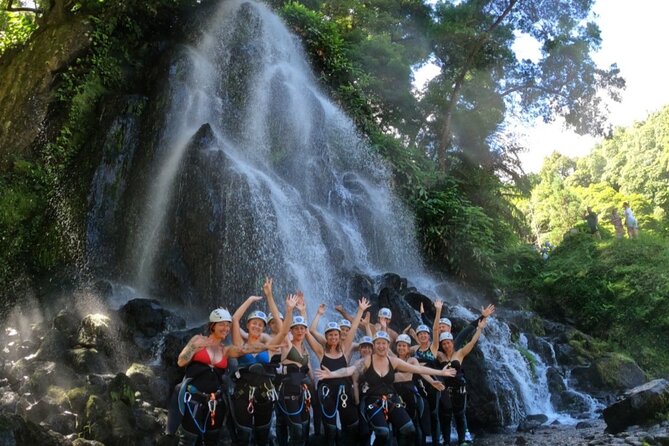 Canyoning experience in Ribeira dos Caldeiroes - Walking, sliding, and the 7-meter descent