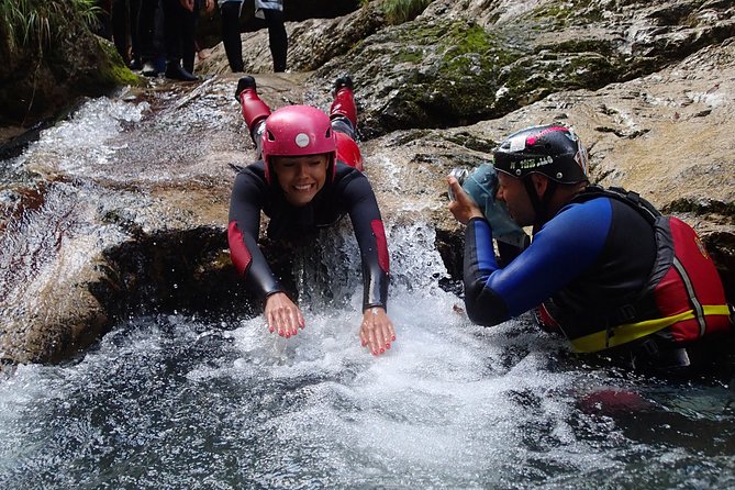 CANYONING in Susec from Bovec, Families welcome, photo service - Inside Susec Canyon: slides, pools, and waterfall jumps