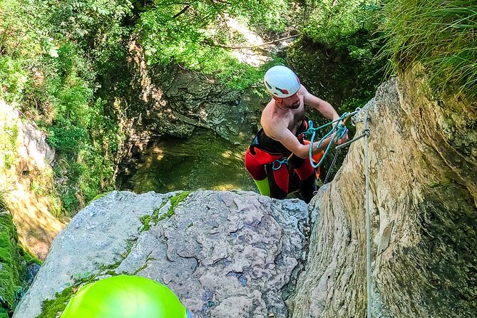 Canyoning in the Dolomites (Lake Santa Croce, Val Maggiore) - Entering Cascata di Cornolade