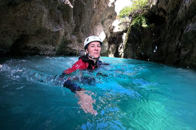 Canyoning in the water - Kourtaliotiko Gorge - Hiking south toward Fairy Cave
