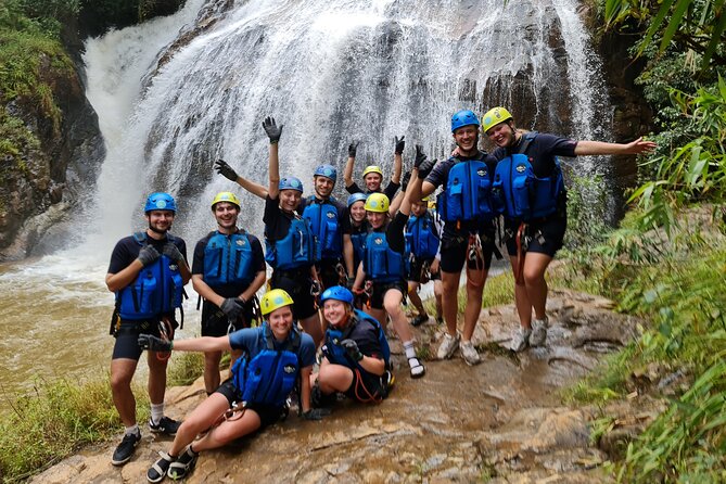 Canyoning Tour in Dalat Viet Nam - The 18-meter rappel beside a 30-meter waterfall
