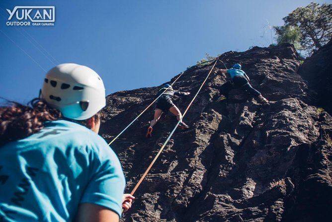 Climbing + Zipline + Via Ferrata + Cave. Adventure route in Gran Canaria - Four activities around Mirador de Las Tederas