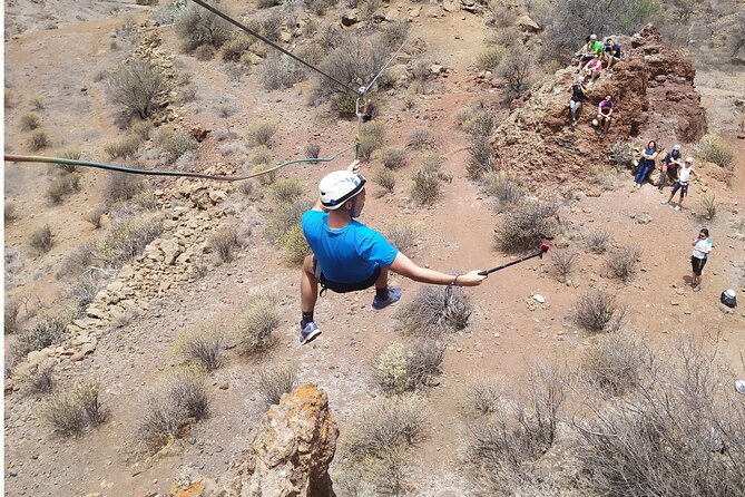 Climbing + Zipline + Via Ferrata + Cave. Adventure route in Gran Canaria - Timing, meeting point, and cancellation terms