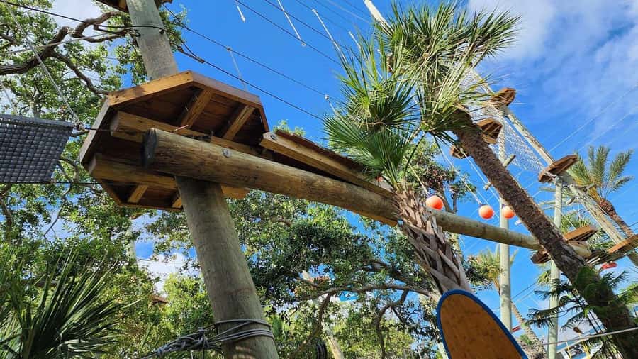 Cocoa Beach: Aerial Adventure Park Ticket - Three Yellow Courses Add More Work