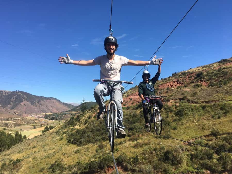 Cusco: Extreme Sky Bike and Rappelling Adventure - Pedaling 50 meters above the valley