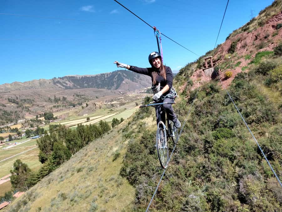 Cusco: Extreme Sky Bike and Rappelling Adventure - Climbing the 45-meter via ferrata