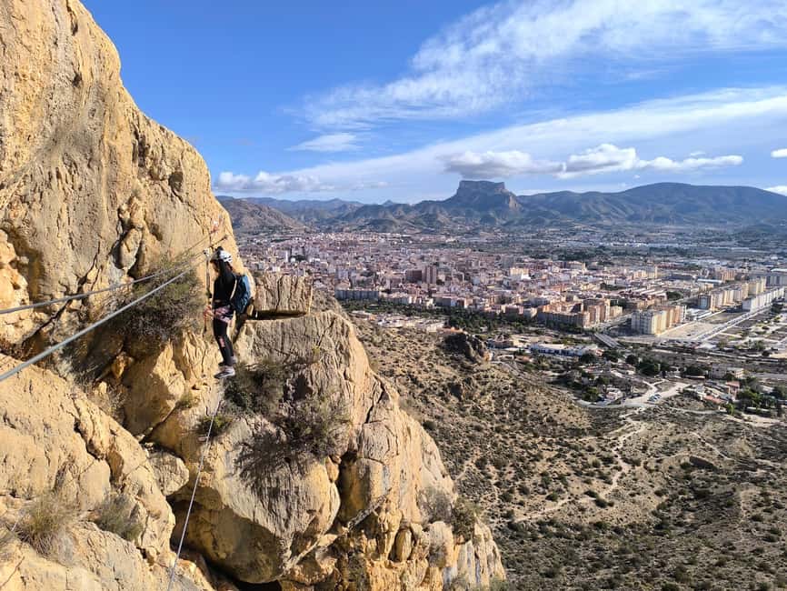 Elda: El Bolón via ferrata with zipline and abseiling - Starting at the foot of the Sierra de Bolón