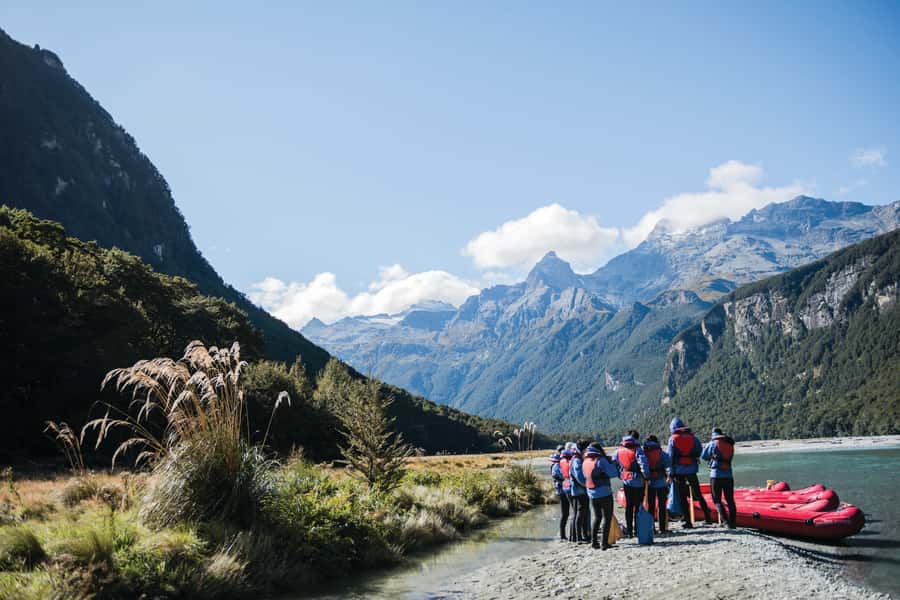 From Queenstown: Dart River Canoe & Jet Boat Day Trip - Paddling downstream in a Funyak