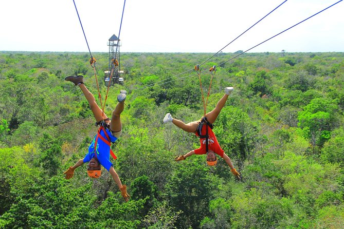 Full-Day Snorkel Extreme Adventure Tour from Riviera Maya - A short rappel from the 15-meter tower