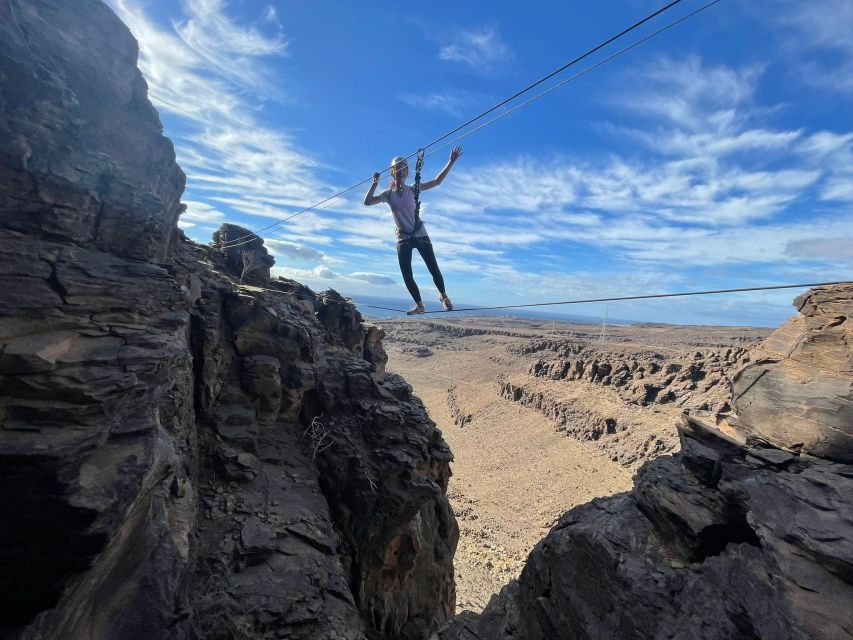 Gran Canaria: Cliff Climbing Via Ferrata Trip by Maspalomas - The 60-meter bridge and the highest swing