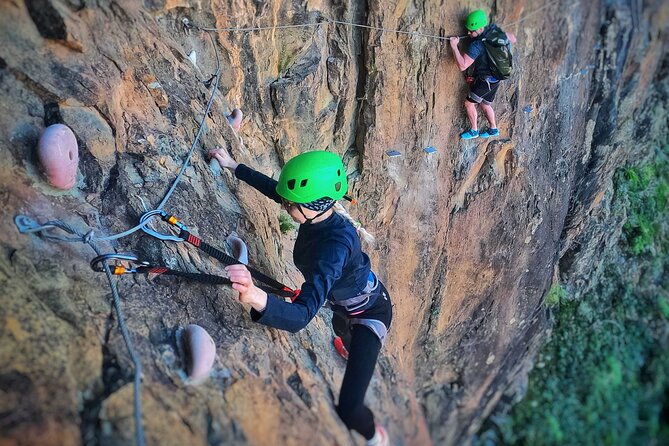 Half-Day Adventure and Climbing Via Ferrata in Gran Canaria - Getting fitted with the helmet, harness, and cable