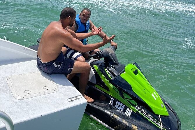 Miami Beach Jet Ski Rental with Free Jet Boat Ride - A pause on the 43-inch party platform