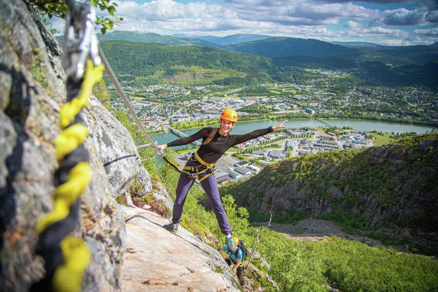Mountain-climbing adventure in Mosjøen Via Ferrata - Getting onto the fixed cable