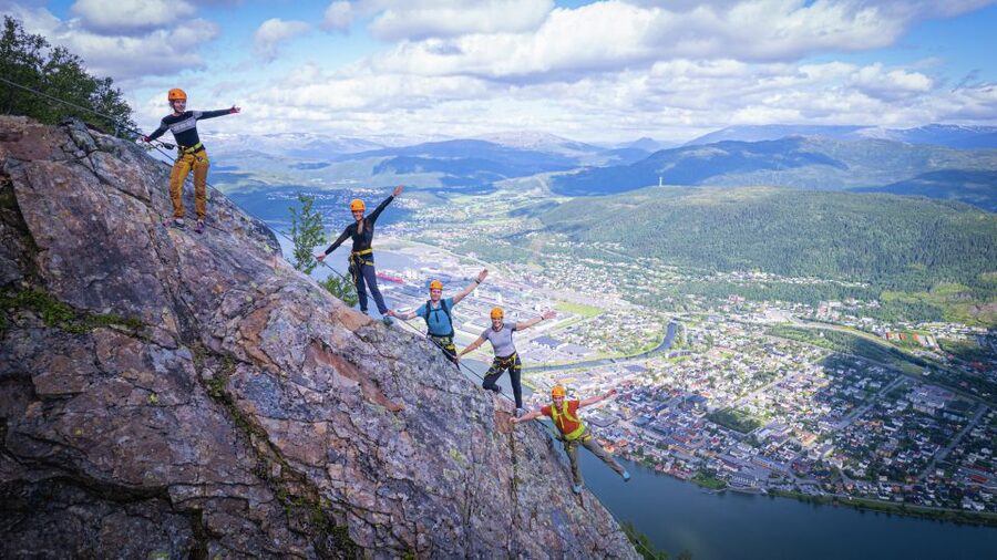 Mountain-climbing adventure in Mosjøen Via Ferrata - The reward at Øyfjellet summit