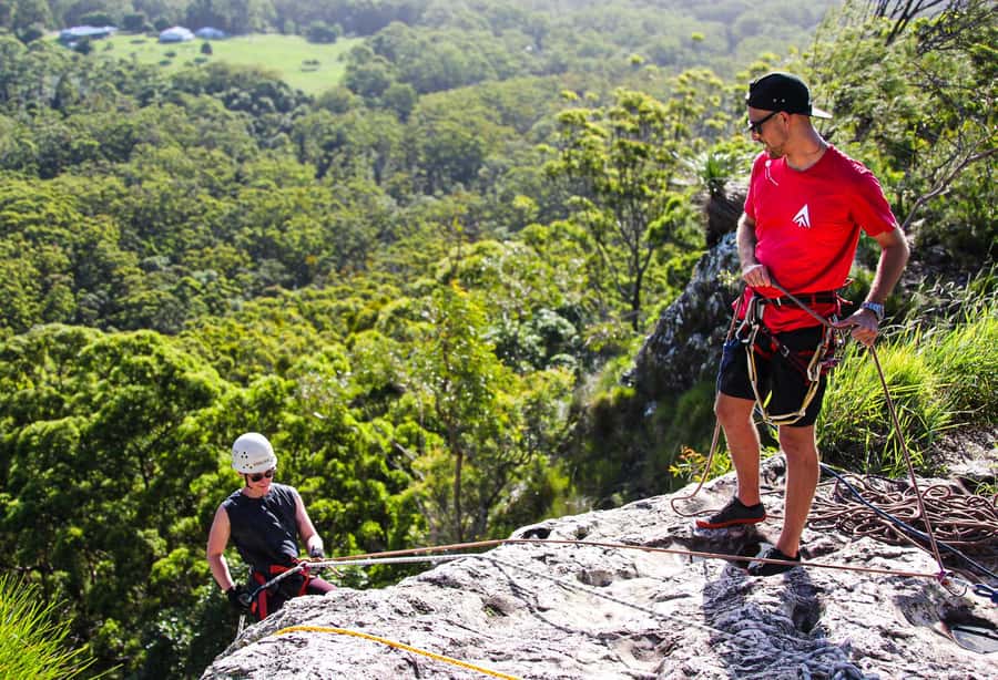 Noosa: Sunset Abseiling Tour - Learning the ropes before the first 40 metre descent
