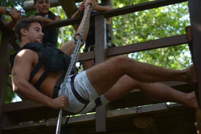 Playa del Carmen Cenote Tour: Snorkeling, Rappelling and Ziplining - The ropes circuit reaches 30 meters above the jungle