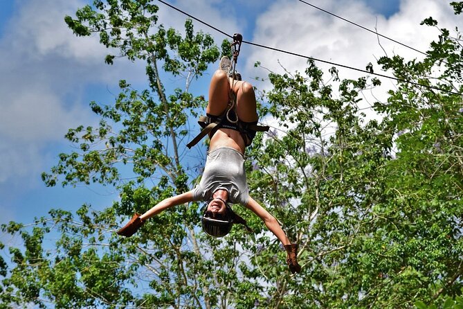 Playa del Carmen Maya Adrenaline Day ATV Zipline and Cenote - Cooling off in an artificial cenote