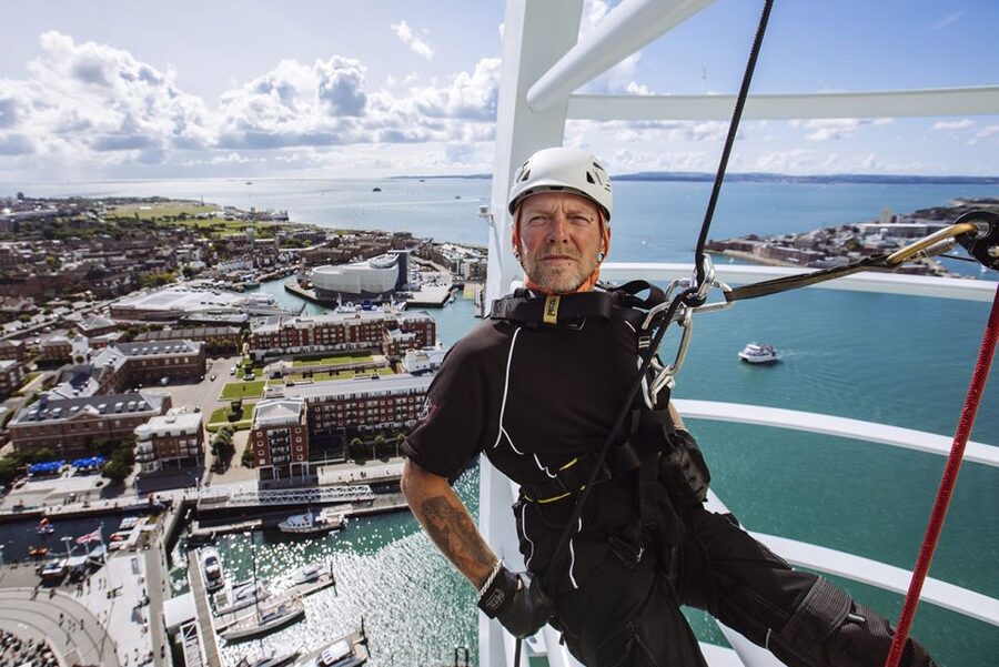 Portsmouth: Spinnaker Tower Abseiling Experience - Getting fitted with a helmet, harness, and rope