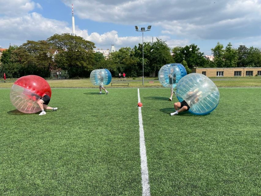 Prague: Bubbles football - Zorb Football in centrum - Changing, stretching, and getting ready