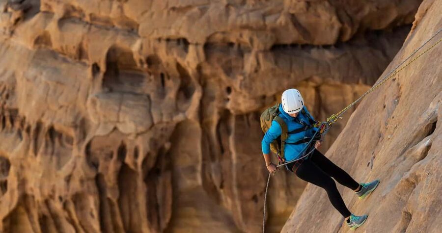 Private Abseiling in Alula Desert. - Reaching the mountain summit on foot