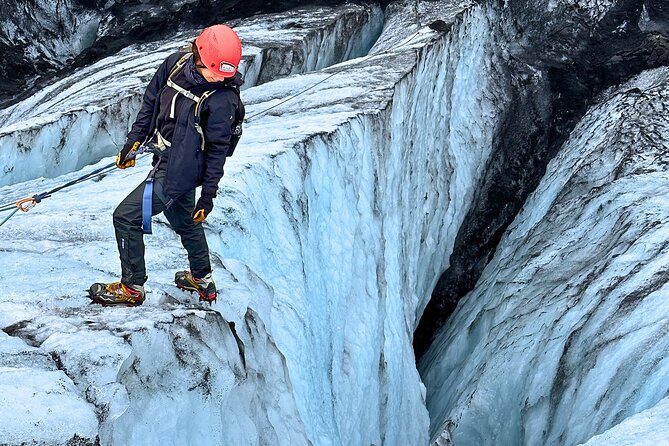 Private Extreme Encounter w/ ropes on Sólheimajökull Glacier - Getting fitted with crampons, ropes, and ice axes