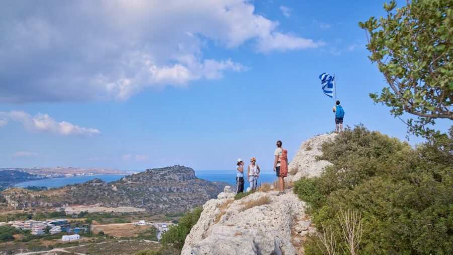 Rhodes: Ladiko Bay Rock Climbing and Rappelling Experience - Climbing above Ladiko Bay