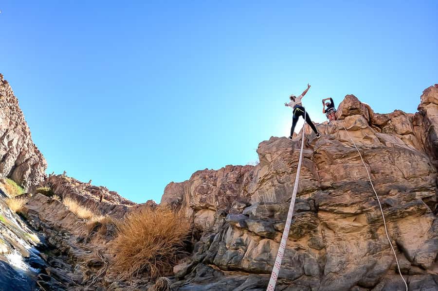San Pedro de Atacama: Desert Tour with Canyoning & Trekking - Learning the ropes at the canyon entrance