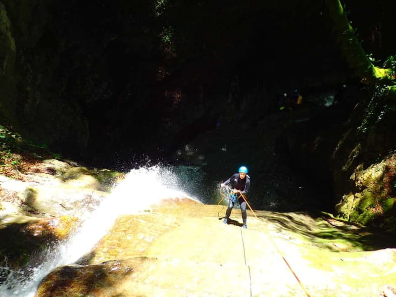 Talloires: Guided Canyoning Experience in Angon Canyon - Rappels beneath the Angon waterfall