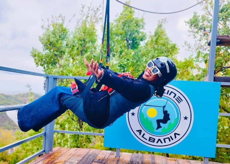 Tirana: The Balkans' Longest Zipline Petrela Adrenaline Tour - Getting fitted for the Petrela zipline