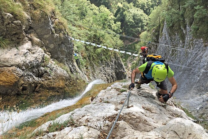 Via Ferrata Rio Ruzza - Getting ready for the Rio Ruzza climb