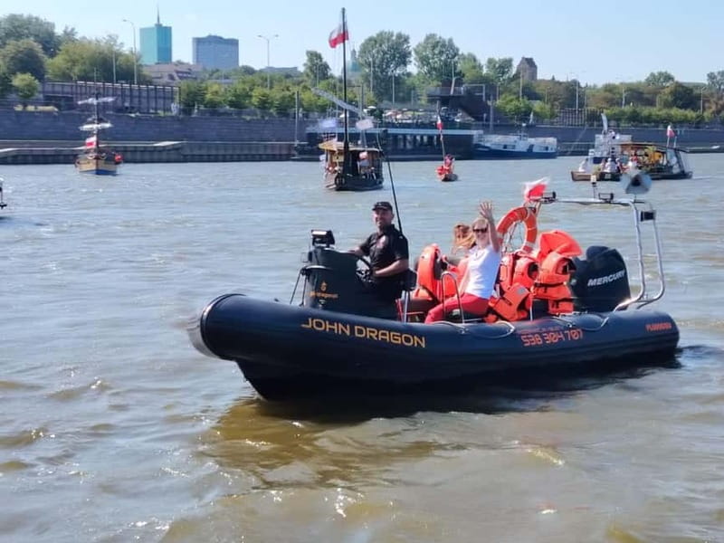 Warsaw: Adrenaline Ride on the Vistula River (Wisła) - Bridges, rail lines, and the National Stadium