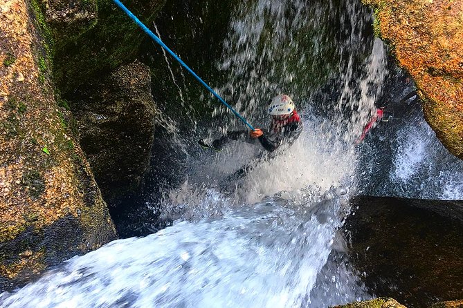 Water Canyoning - A waterfall inside the seven-meter cave