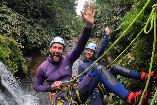 Waterpark Canyoning at Ribeira dos Caldeirões, Sao Miguel Azores - The optional jumps make the outing more approachable