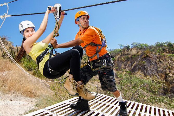 Zipline & Rappel Adventure in Cabo - Getting fitted for the canyon course