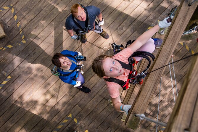 Ziplining and Climbing at The Adventure Park at Virginia Aquarium - Ziplining across Owls Creek